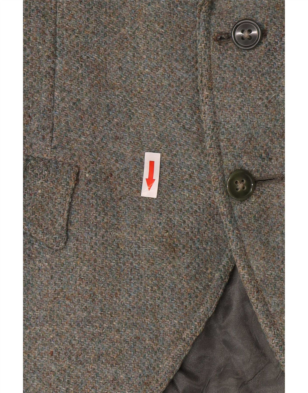 Harris Tweed Dame Military 2 Button Blazer Jacket UK 8 Small Khaki Wool