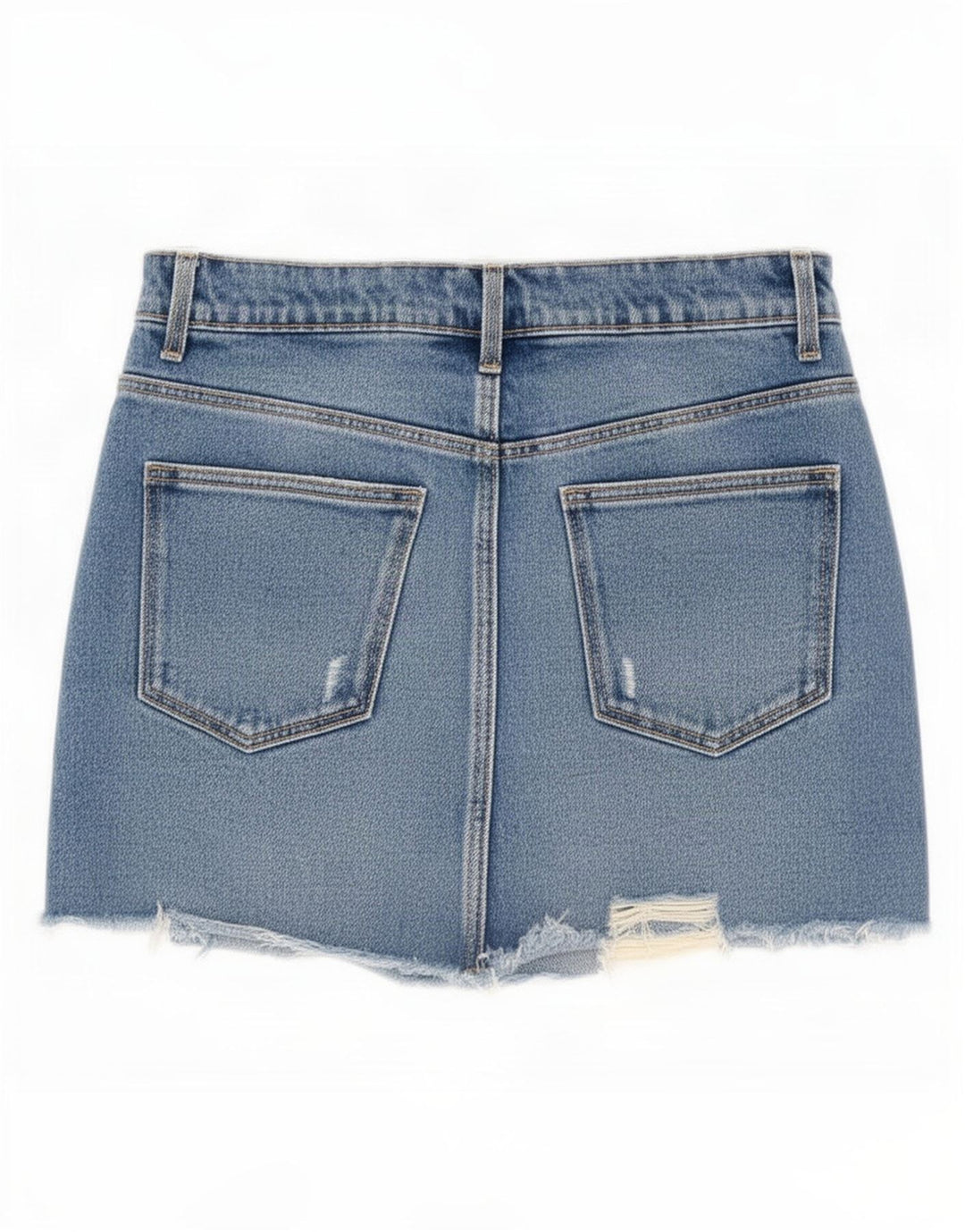 Zara Dame Distressed Mini Denim Nederdel XS W24 Blå Bomuld