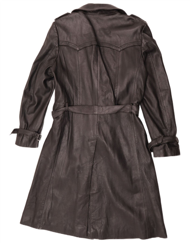 Vintage herre dobbeltradet læder trenchcoat UK 36 Small Black