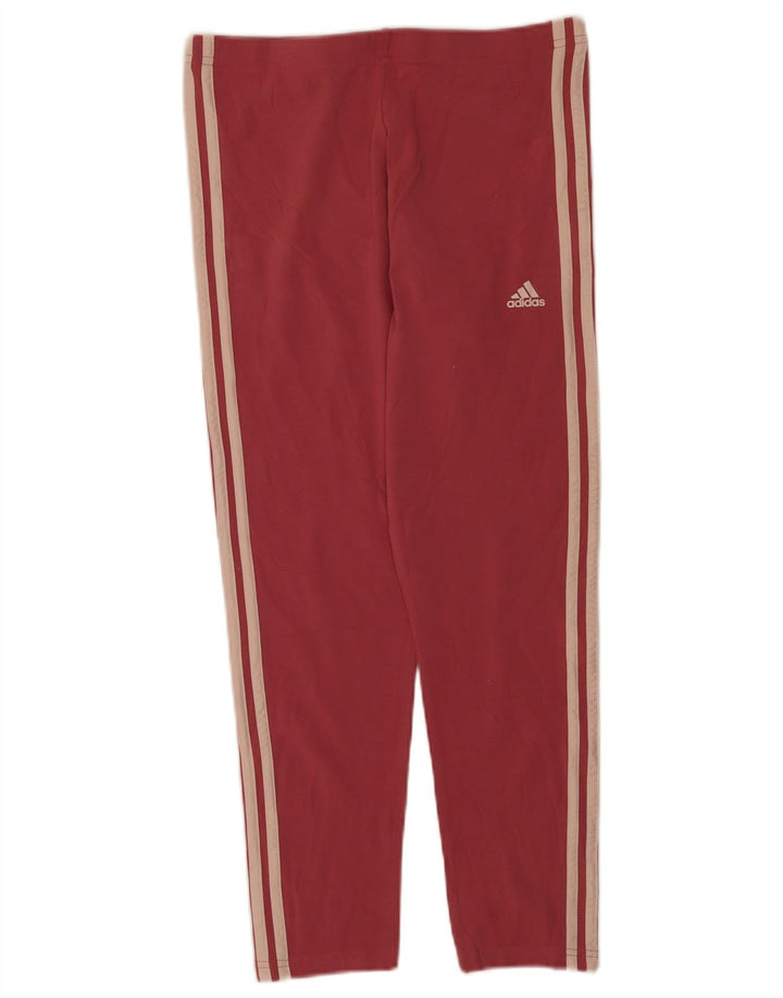 Adidas Dame Leggings UK 12/14 Medium Rød Colourblock Bomuld