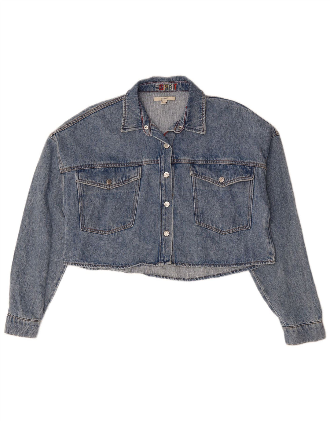 Esprit Womens Crop Oversized denimjakke UK 10 Small Blue Cotton