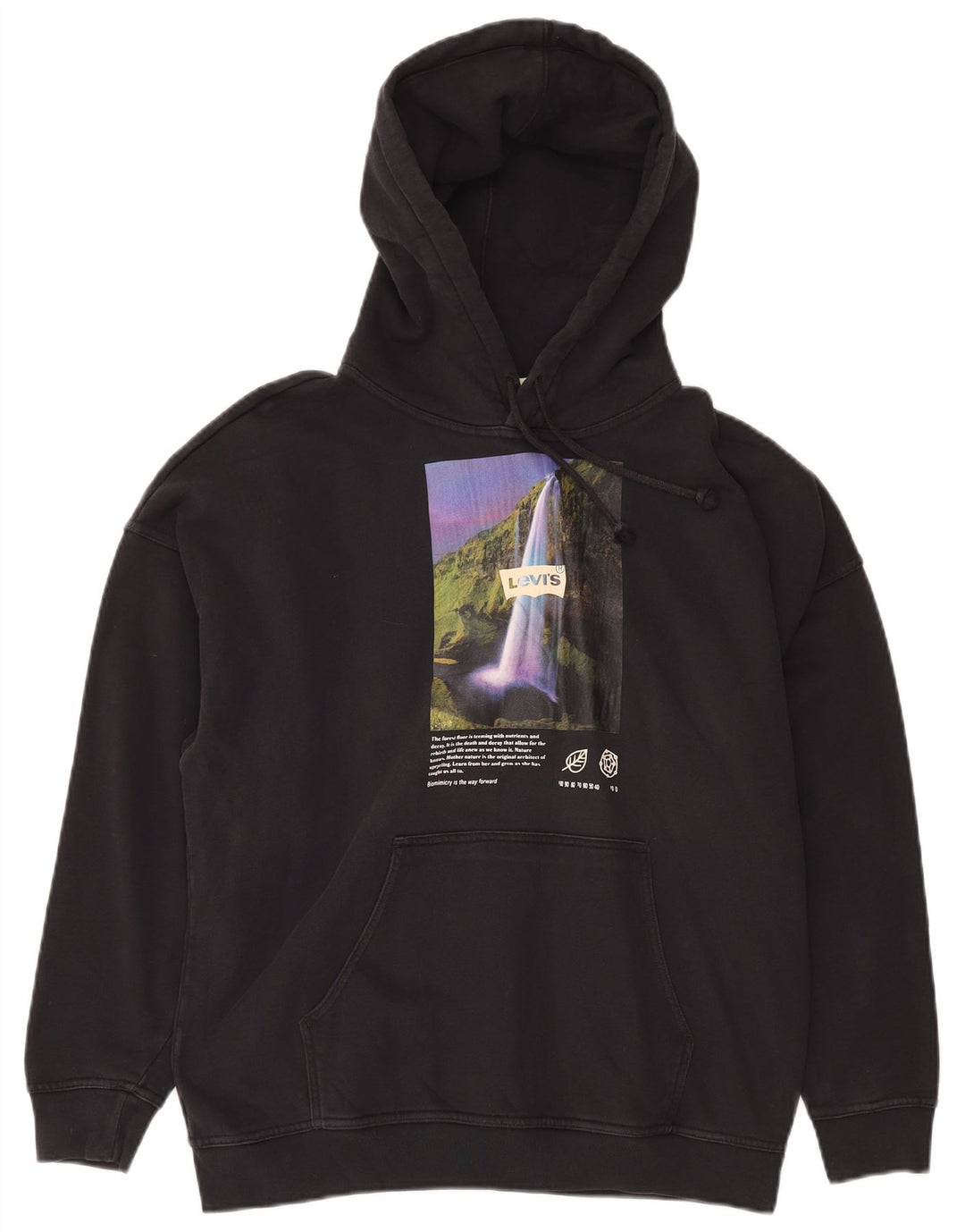 LEVI'S Herre Loose Fit Grafisk Hoodie Jumper Lille Sort Bomuld