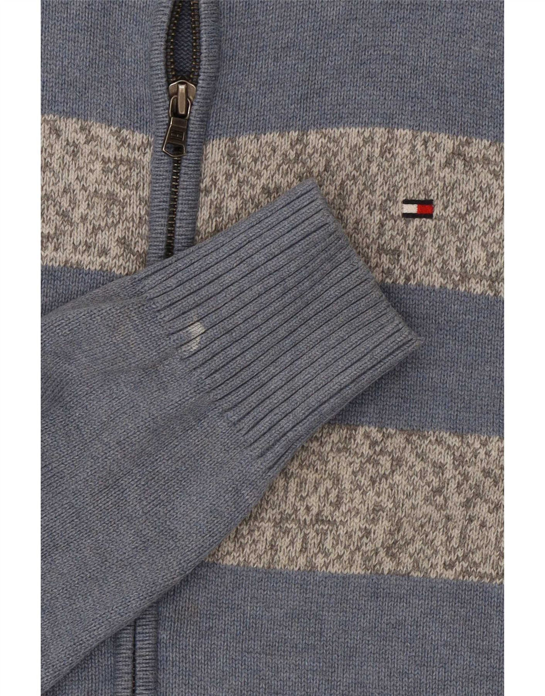 Tommy Hilfiger Herre Cardigan Sweater Medium Blue Colourblock Bomuld
