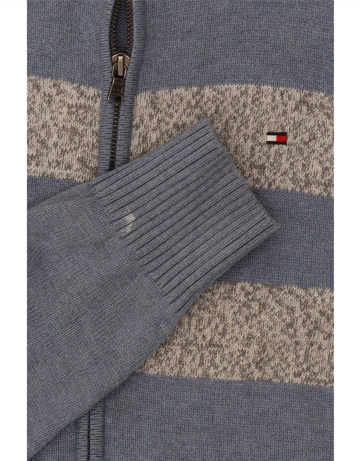 Tommy Hilfiger Herre Cardigan Sweater Medium Blue Colourblock Bomuld