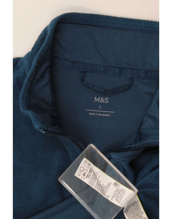 Marks & Spencer Fleecejakke til mænd UK 40 Large Navy Blue Polyester