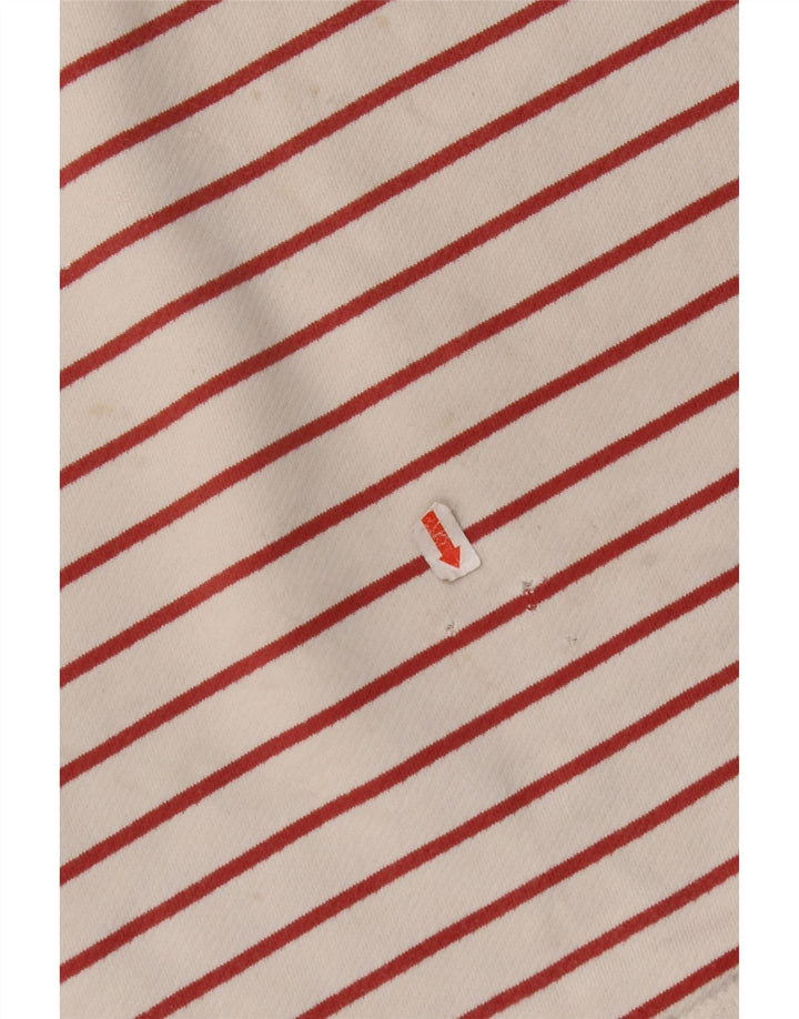 FAT FACE Dame Top Langærmet UK 8 Small Off White Stribet Bomuld