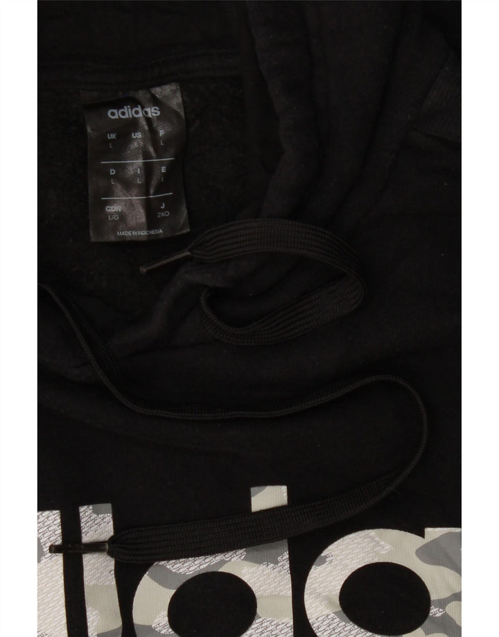 ADIDAS Mens Graphic Hoodie Jumper Large Black Vintage Adidas and Second-Hand Adidas from Messina Hembry 