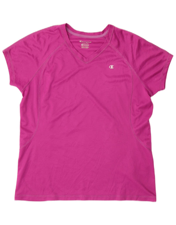 Champion Womens T-Shirt Top UK 18 XL Pink Polyester