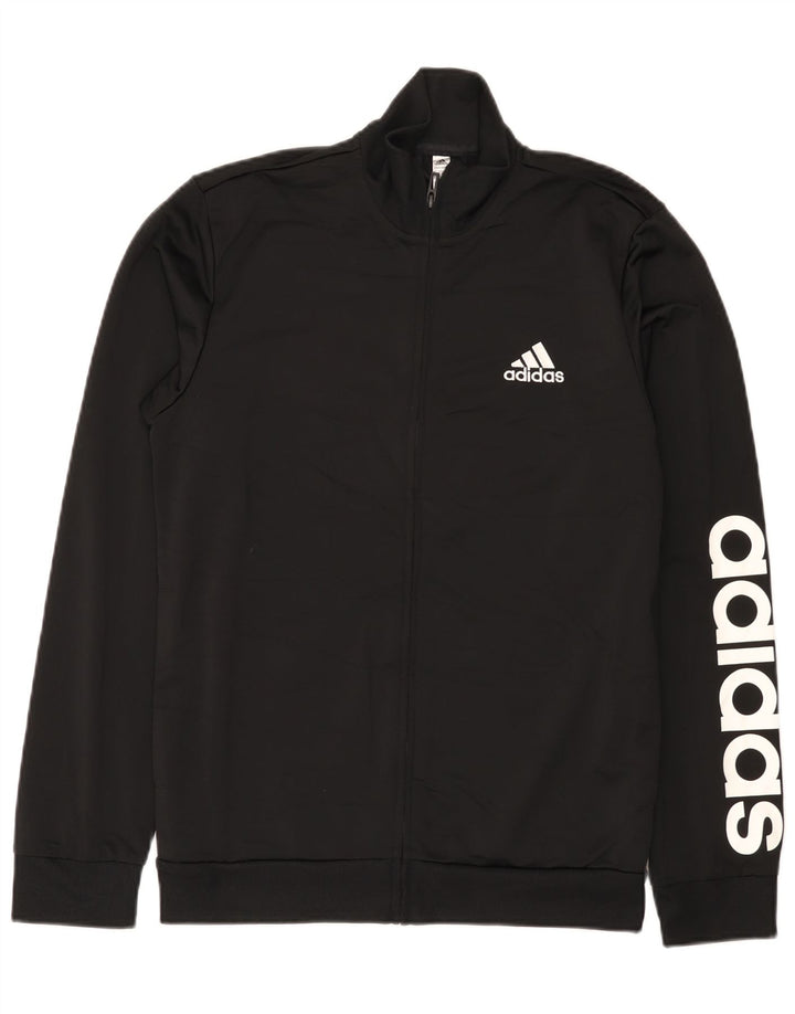 Adidas Herre grafisk træningsdragt Topjakke UK 38/40 Medium Sort Polyester
