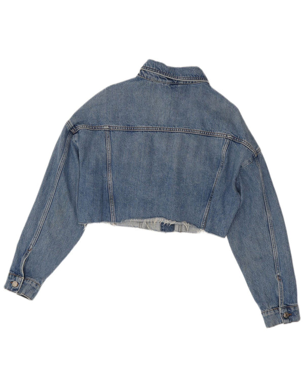 Topshop Womens Crop Oversized denimjakke UK 10 Small Blue Cotton