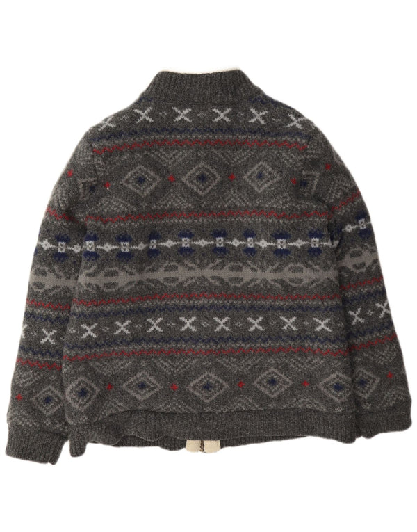 L.L.Bean Herre Sherpa Cardigan Sweater 2XL Grå Fair Isle Wool