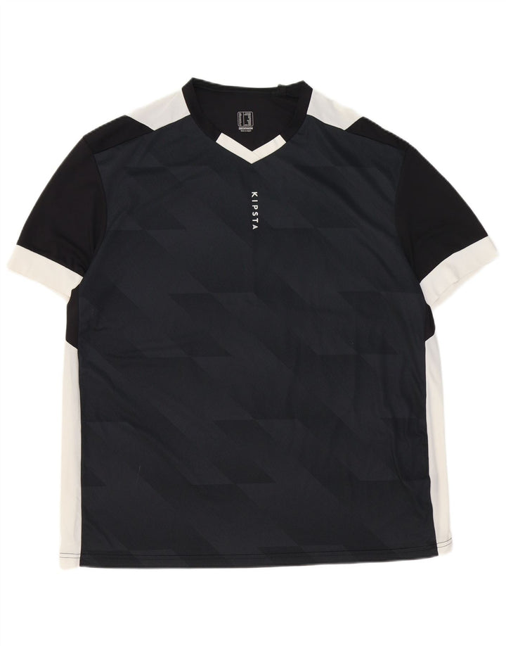 Decathlon Herre Grafisk T-Shirt Top 2XL Sort Colourblock