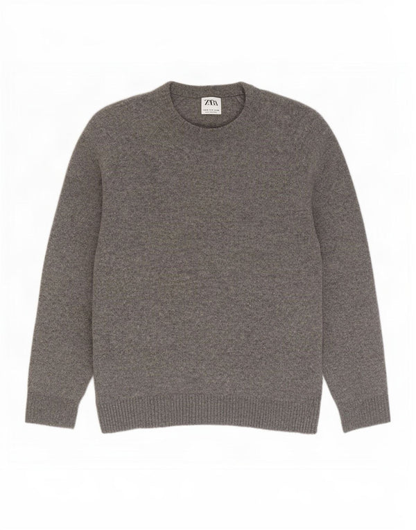 Zara Herre Boat Neck Jumper Sweater Lille Grå Uld