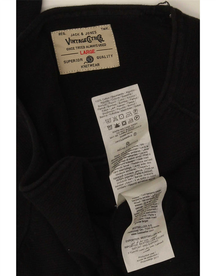Jack & Jones herre sweater med rund hals, stor sort bomuld