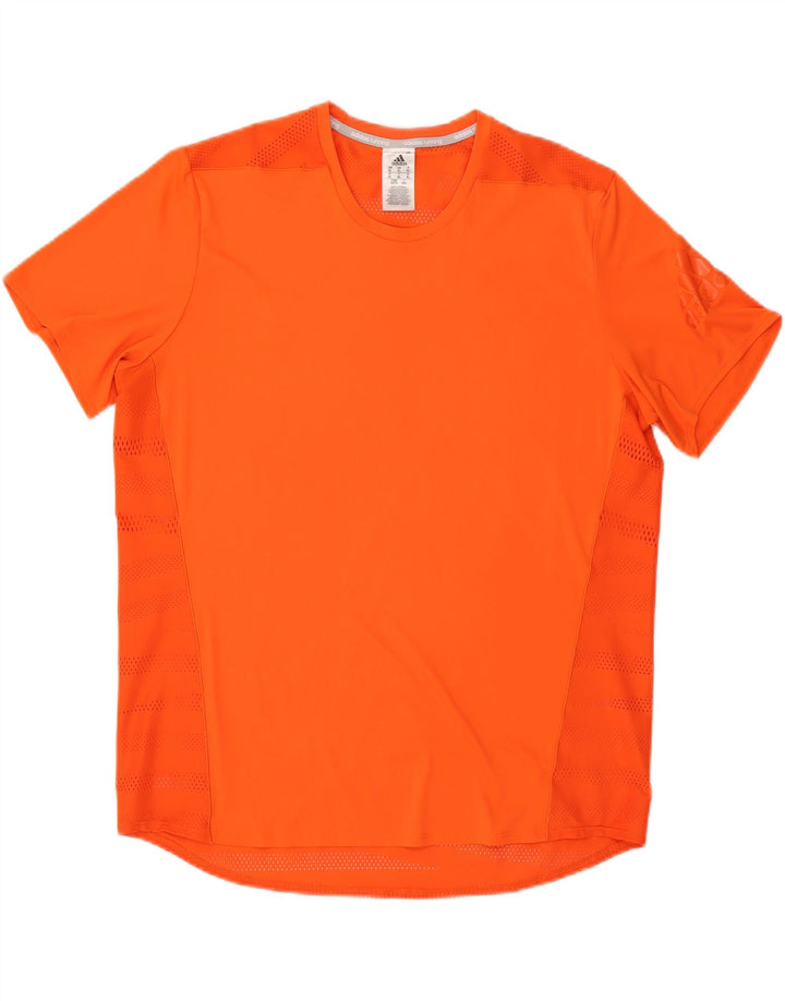 ADIDAS Mens Running T-Shirt Top XL Orange Polyester Vintage Adidas and Second-Hand Adidas from Messina Hembry 