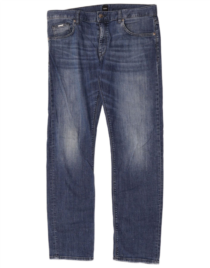 Hugo Boss Herre Stretch Slim Jeans W34 L32 Blå Bomuld