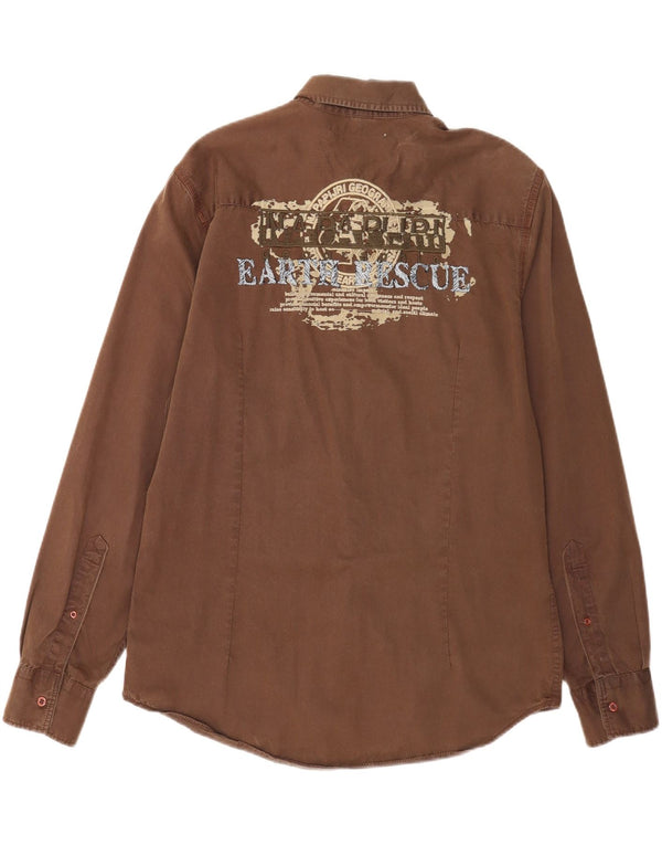 Napapijri Mens Graphic Shirt XL Brown Cotton