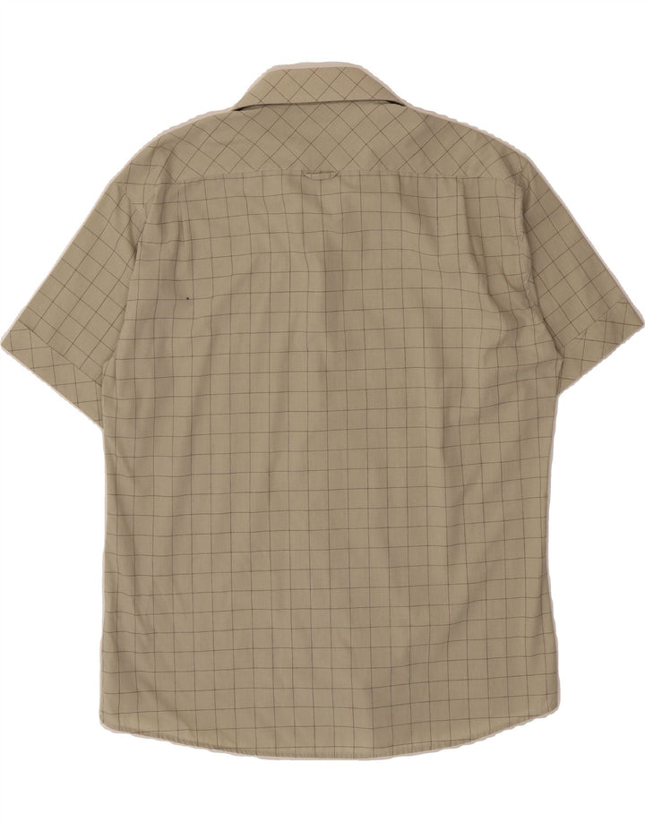 BEN SHERMAN Mens Short Sleeve Shirt Large Beige Check Cotton Vintage Ben Sherman and Second-Hand Ben Sherman from Messina Hembry 