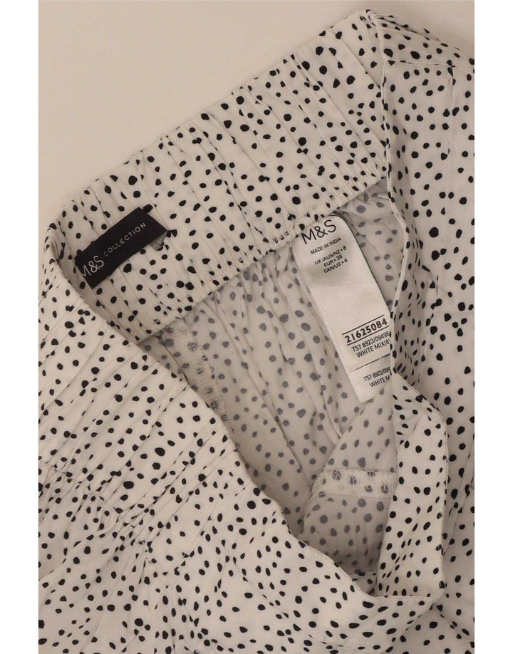 Marks & Spencer Womens Shorts UK 8 Small W26 White Spotted Viscose