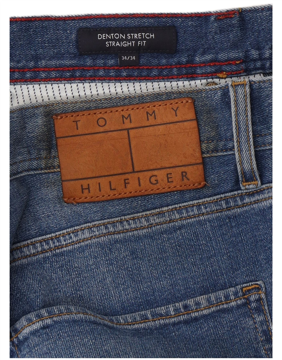 TOMMY HILFIGER Herre Denton Straight Jeans W34 L34 Blå Bomuld