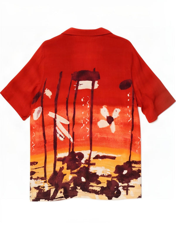 ELENA MIRO Dame Longline Hawaii kortærmet skjorte UK 26 5XL Red Floral