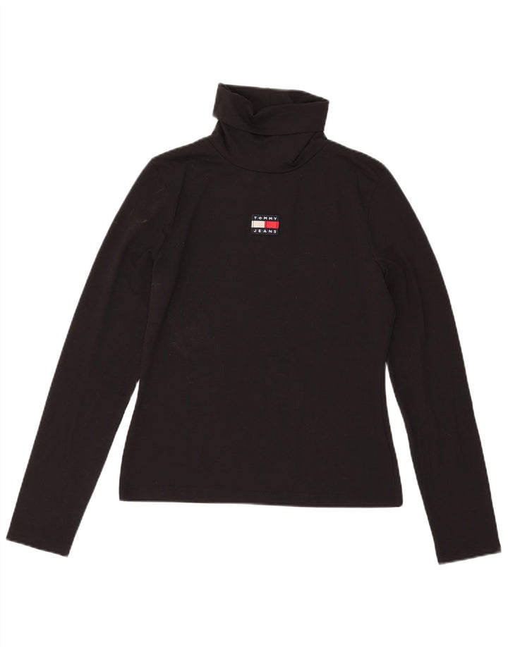 Tommy Hilfiger Dame Grafisk Top Langærmet UK 14 Medium Sort Polyester