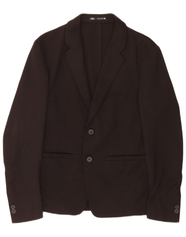 Zara Herre 2-knaps blazerjakke UK 36 Small Black Viscose Classic
