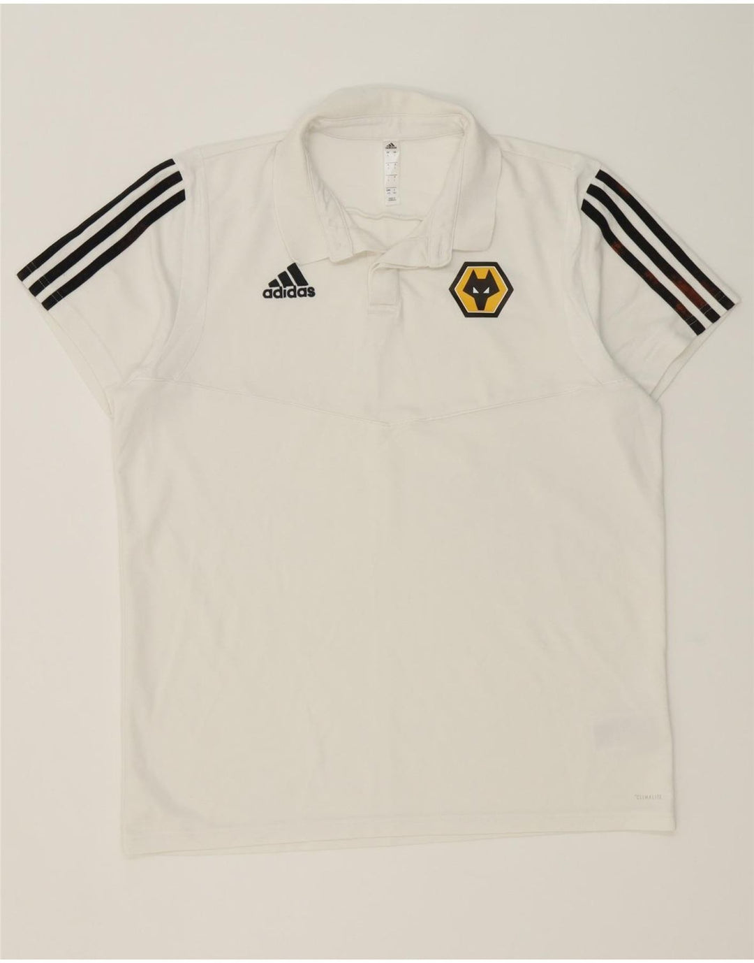 Adidas Herre Wolverhampton Wanderers Polo Shirt Stor hvid stribet bomuld