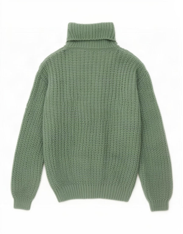 Vintage Dame Rullehals Sweater UK 14 Medium Grøn