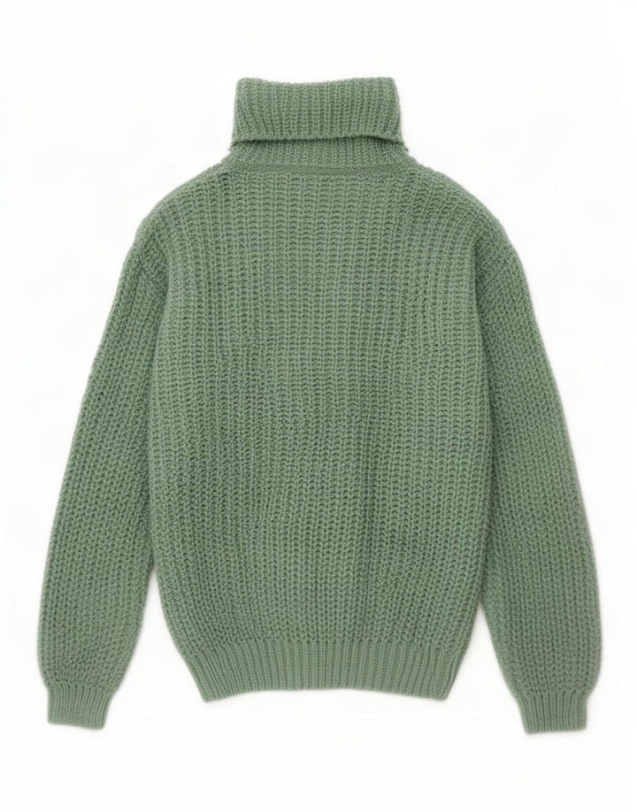Vintage Dame Rullehals Sweater UK 14 Medium Grøn
