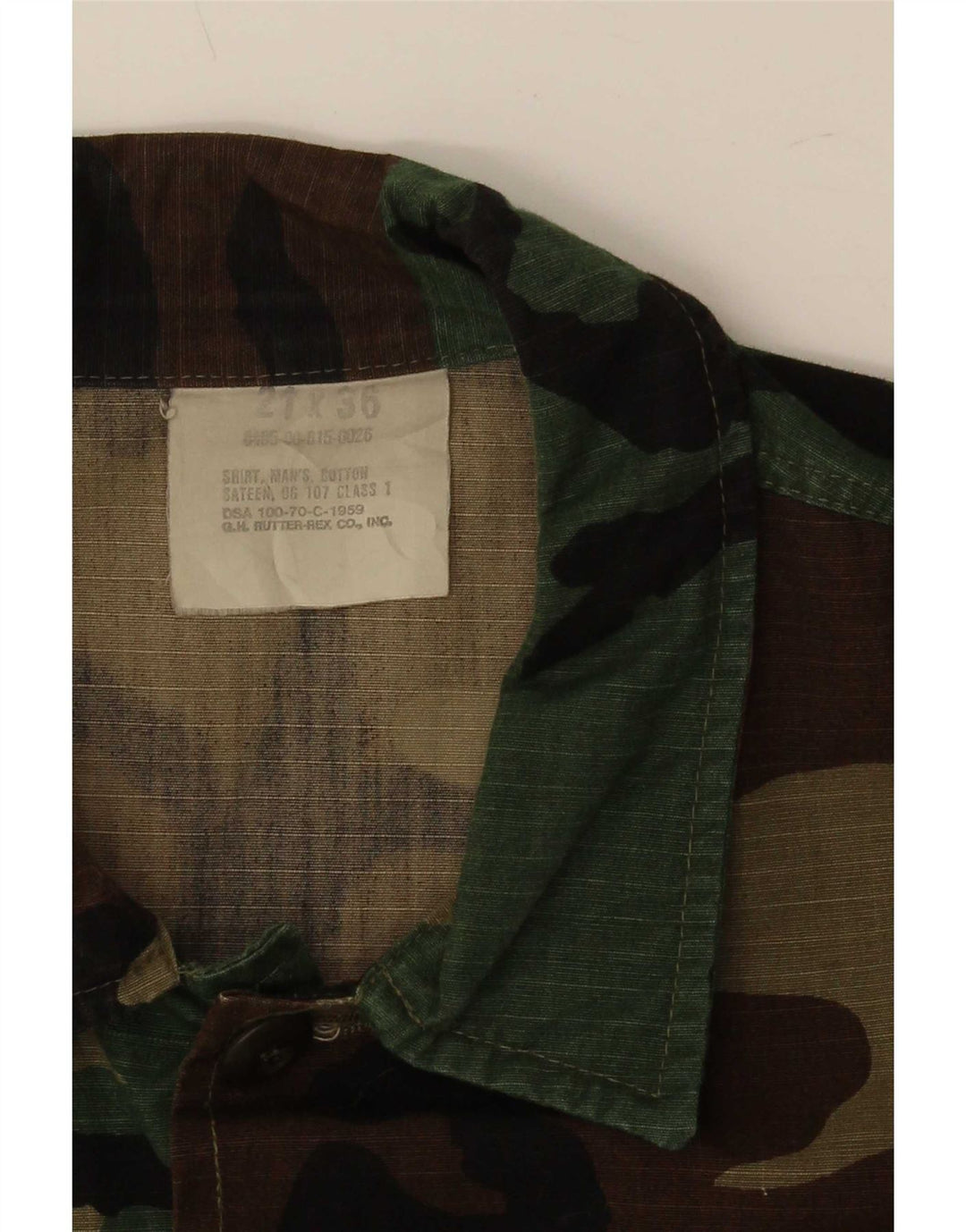 Vintage herre militærskjorte XL grøn bomuld