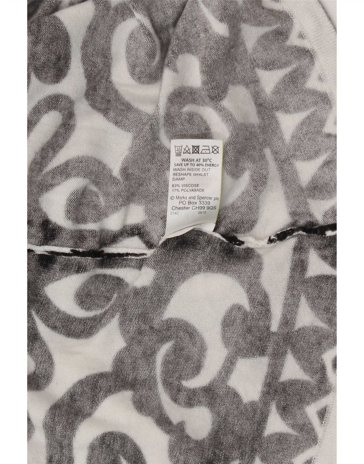 Marks & Spencer Dametop Langærmet UK 16 Large White Paisley Viscose