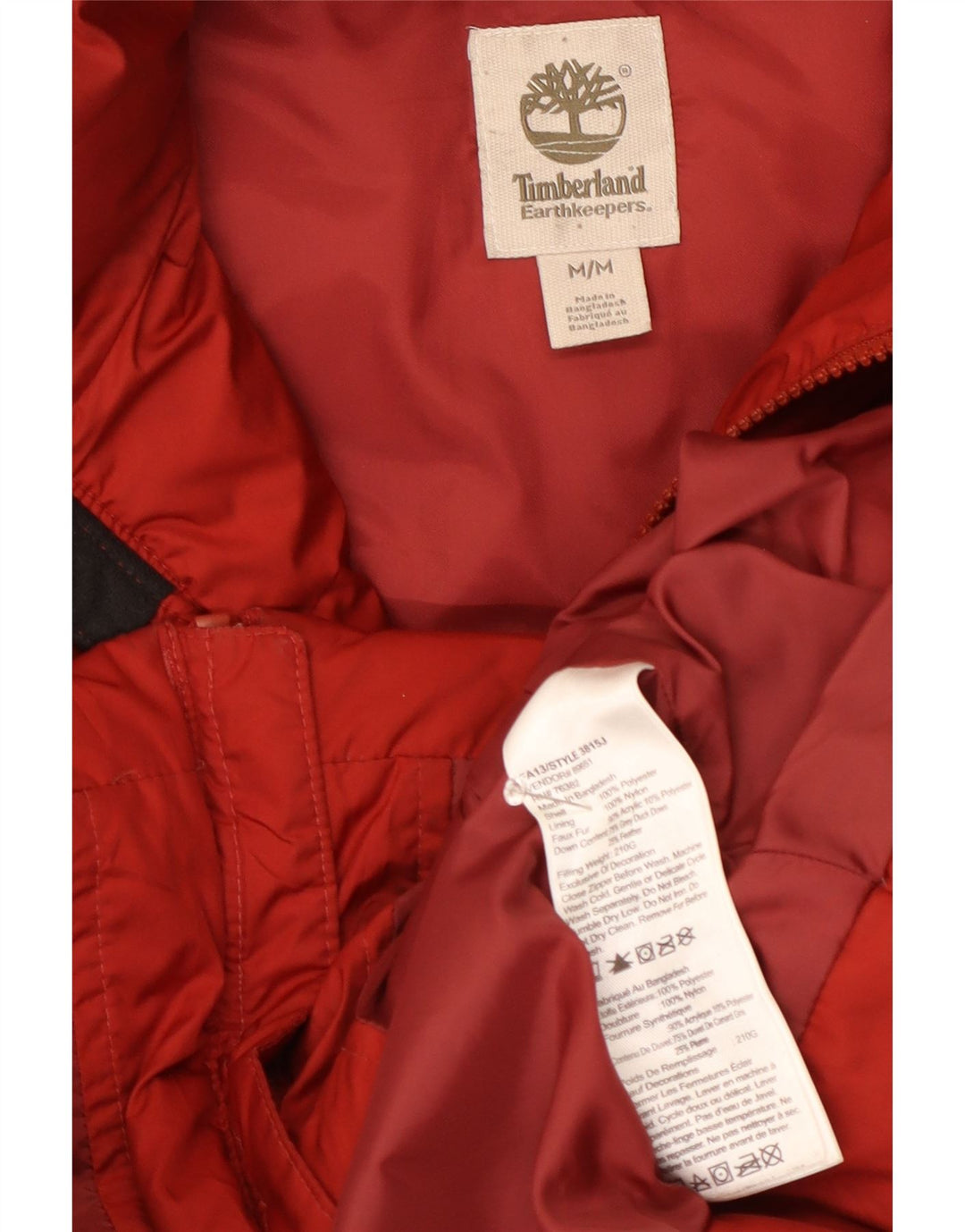 Timberland Polstret hættejakke til kvinder UK 12 Medium Rød Polyester