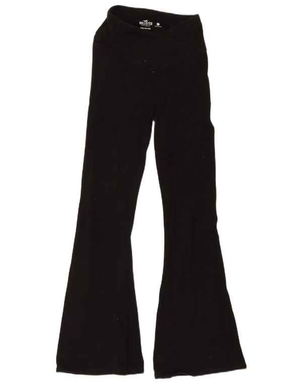 Hollister Womens Flared High Waist Leggings UK 6 XS Black Bomuld