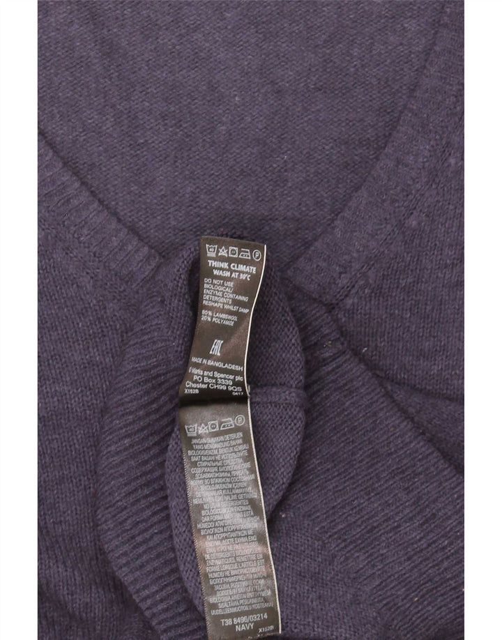 Marks & Spencer Dame V-hals sweater UK 10 Small Navy Blue