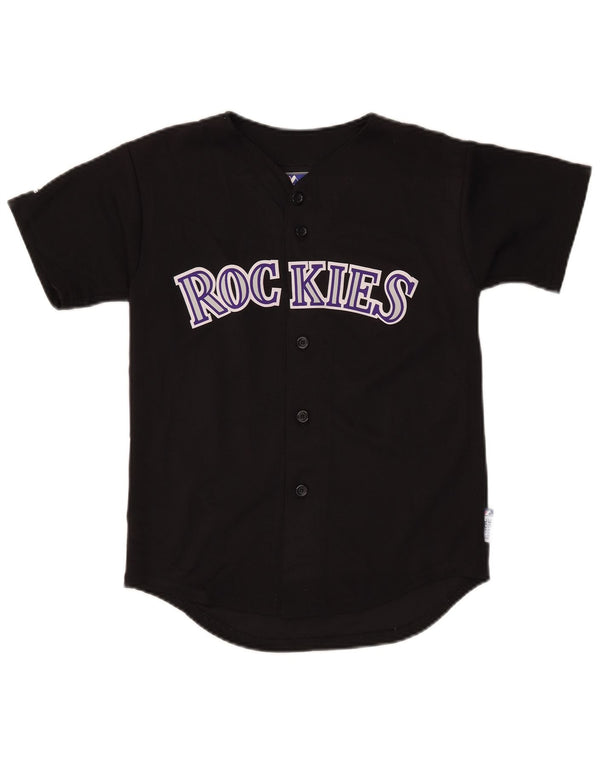 MAJESTIC Boys Colorado Rockies Grafisk Jersey Top 13-14 år Medium Sort
