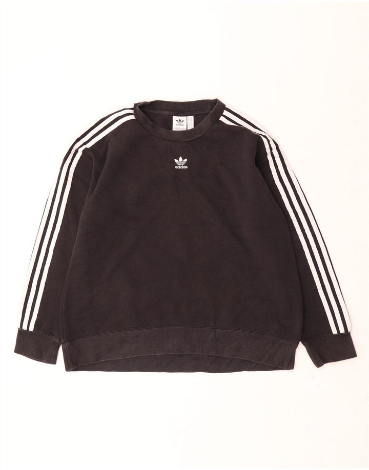 Adidas Dame Oversized Sweatshirt Jumper UK 8 Small Black Bomuld