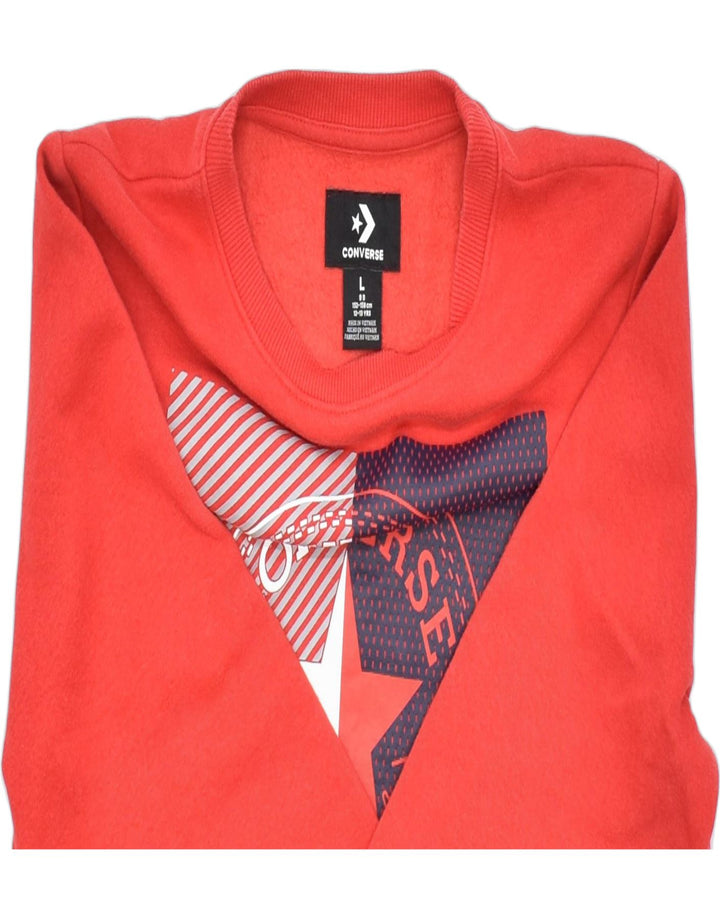 CONVERSE Boys Graphic Sweatshirt Jumper 12-13 Years Large Red Sports | Vintage | Thrift | Second-Hand | Used Clothing | Messina Hembry 