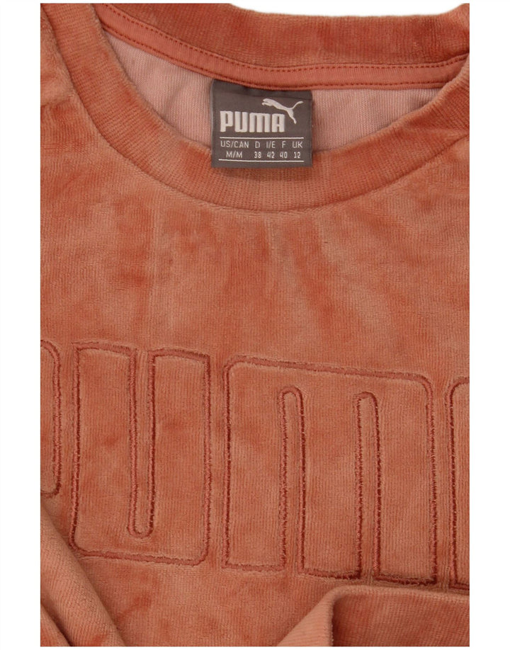 Puma Graphic Velvet Sweatshirt Jumper UK 12 Medium Orange