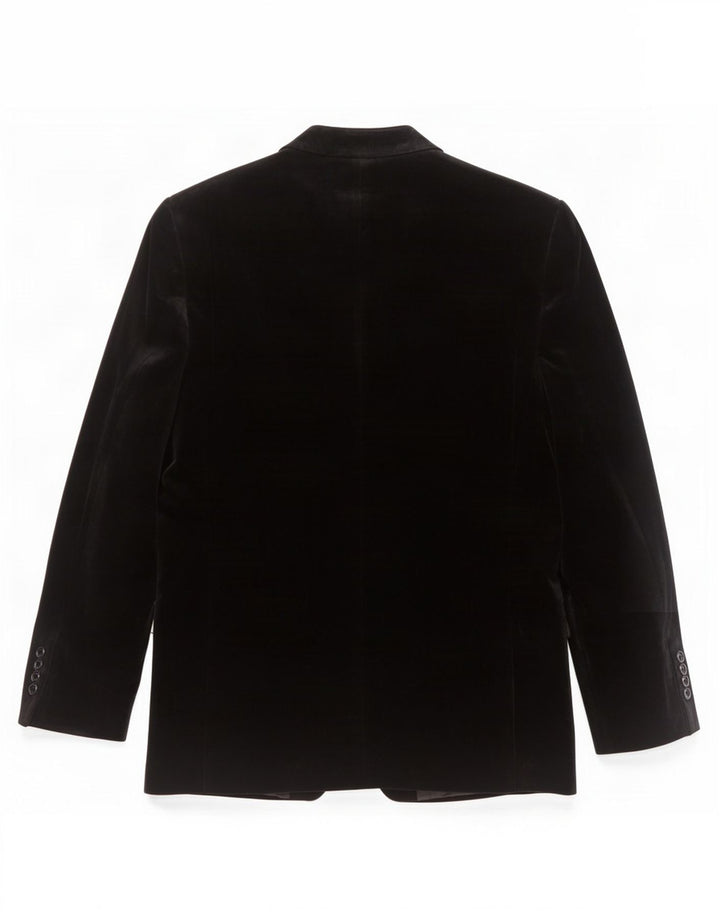 Zara Herre 2-knaps Velour Blazer Jakke EU 50 Medium Sort Bomuld