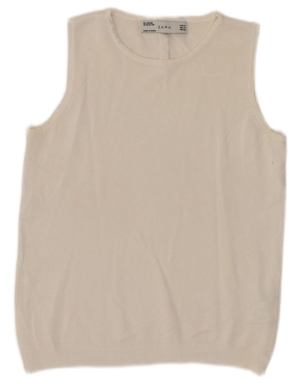 Zara Womens Crop Vest Top UK 12 Medium White Viscose