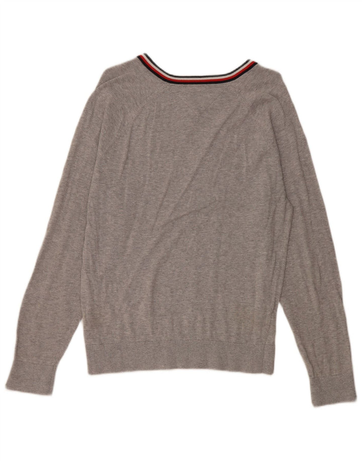 TOMMY HILFIGER Herre sweater med V-hals, lille grå flækket bomuld