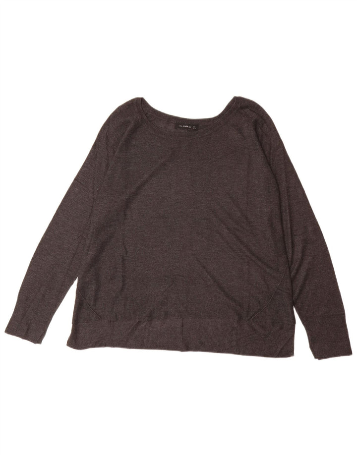 ZARA Womens Boat Neck Jumper Sweater UK 16 Large Grey