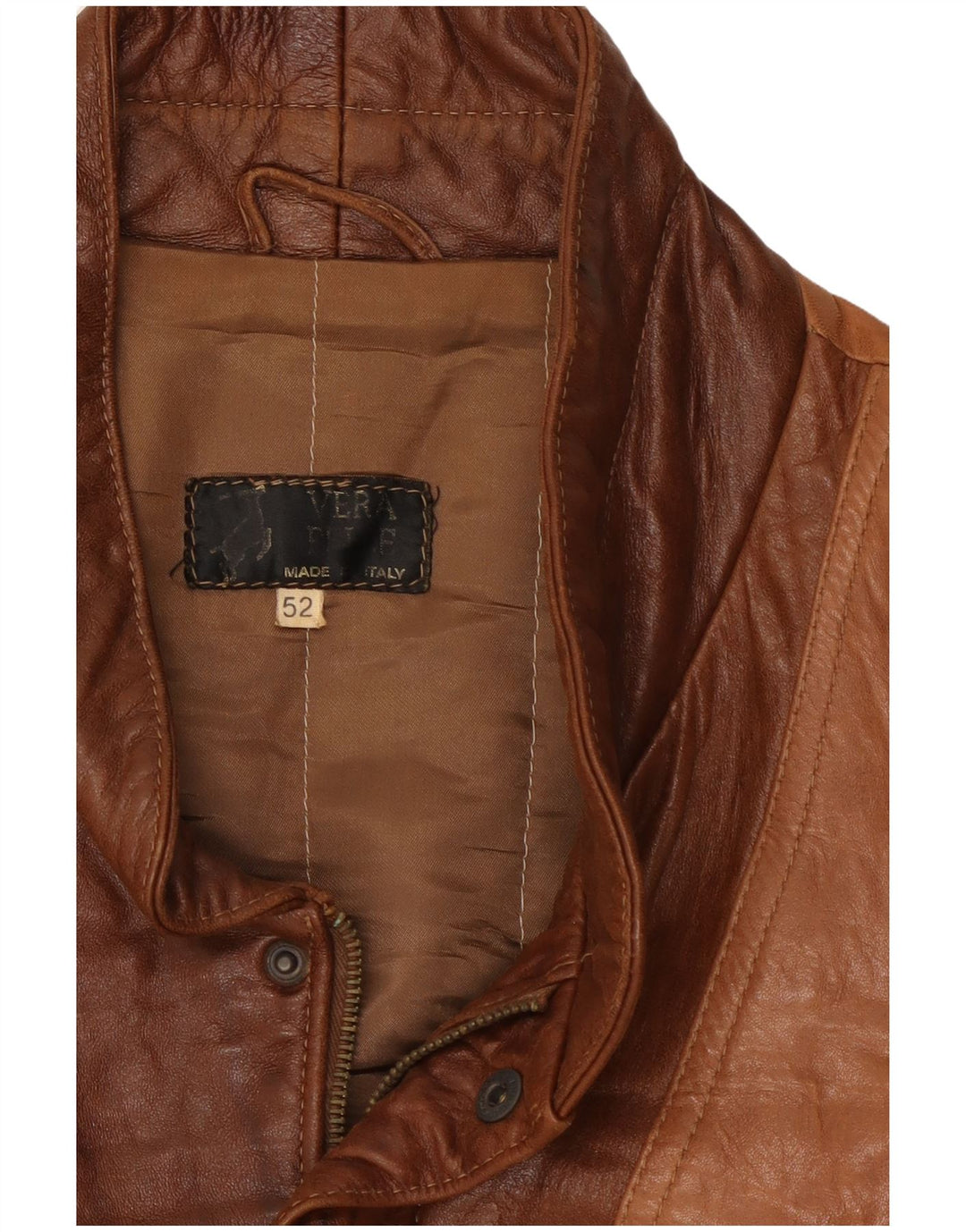 Vintage Herre Læderjakke IT 52 XL Brun Colourblock Læder