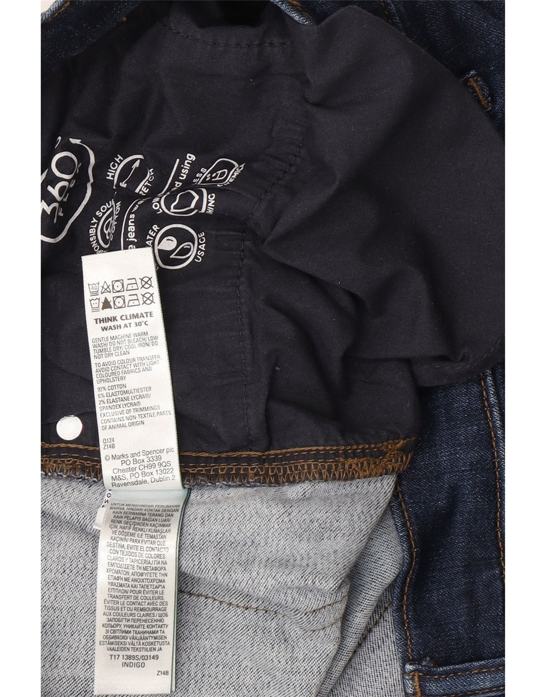Marks & Spencer Herre Regular Slim Jeans W36 L31 Marineblå Bomuld