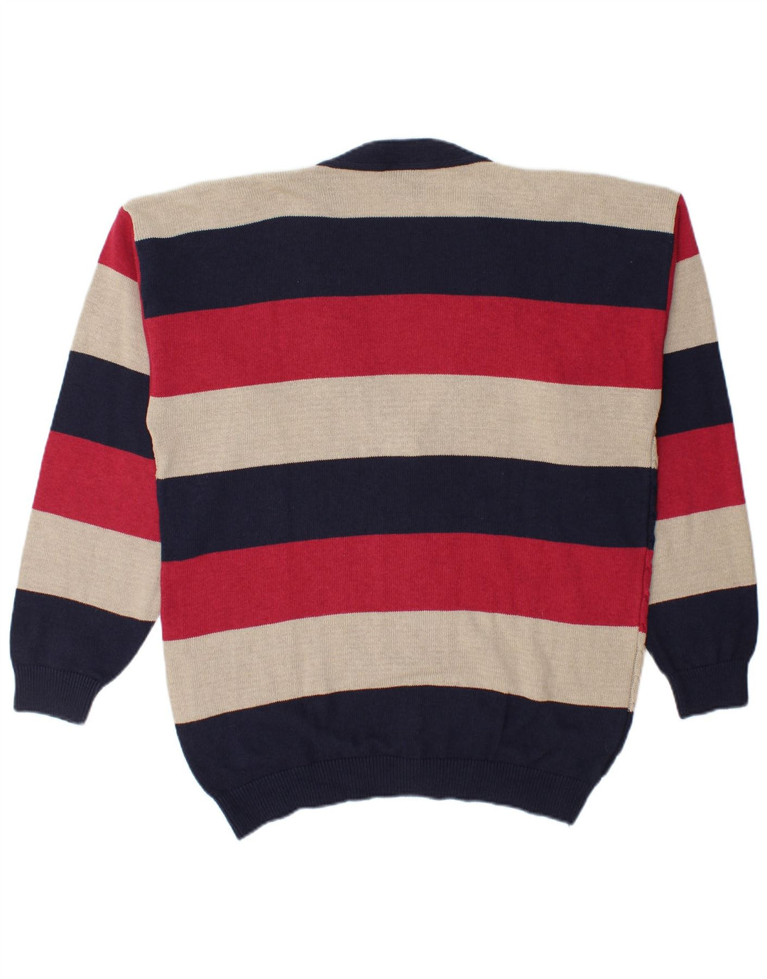Vintage herre cardigan sweater XL flerfarvet stribet bomuld