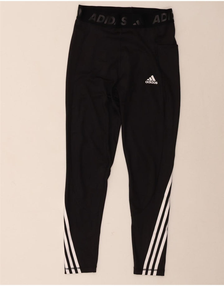 Adidas Dame Tech Fit Grafiske Leggings UK 12 /14 Medium Sort Polyester