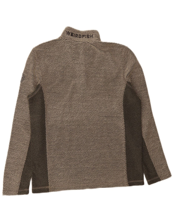 Weird Fish Herre Grafisk Zip Neck Sweatshirt Jumper Medium Grey Colourblock