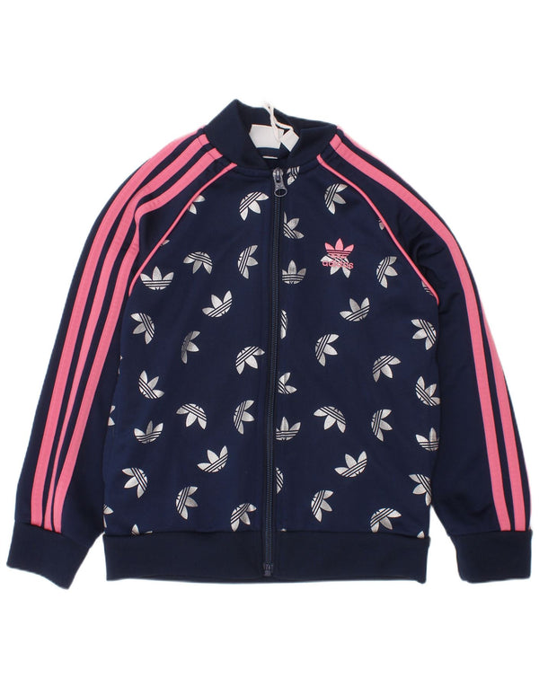 Adidas piger grafisk træningsdragt topjakke 6-7 år marineblå polyester