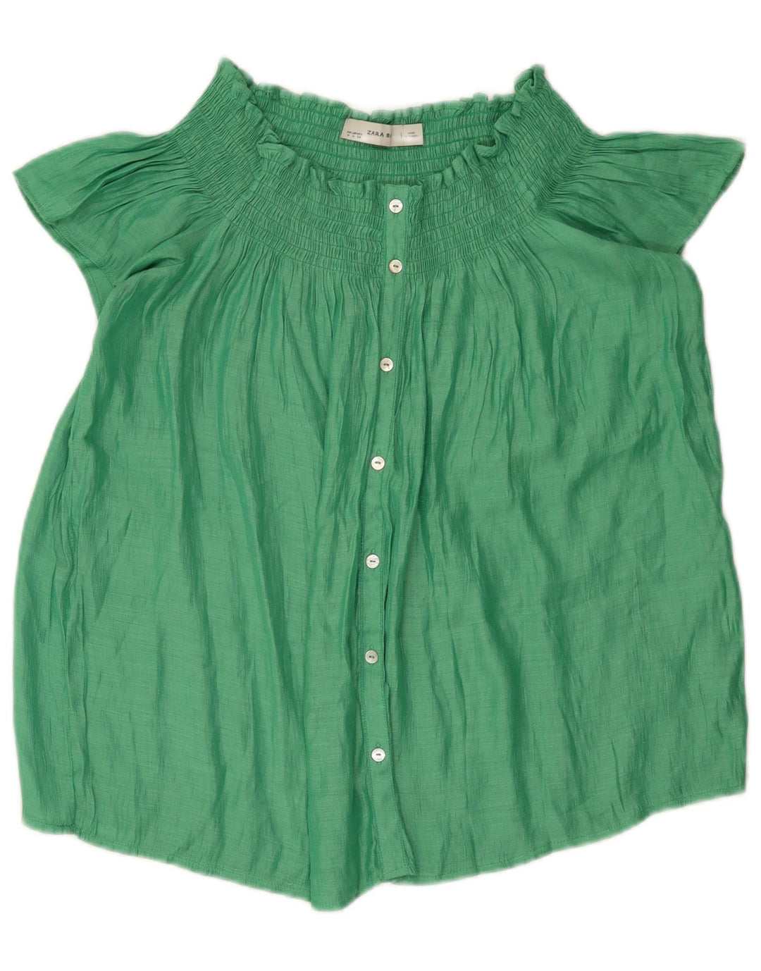 Zara Dame Off Shoulder Bluse Top UK 14 Medium Green